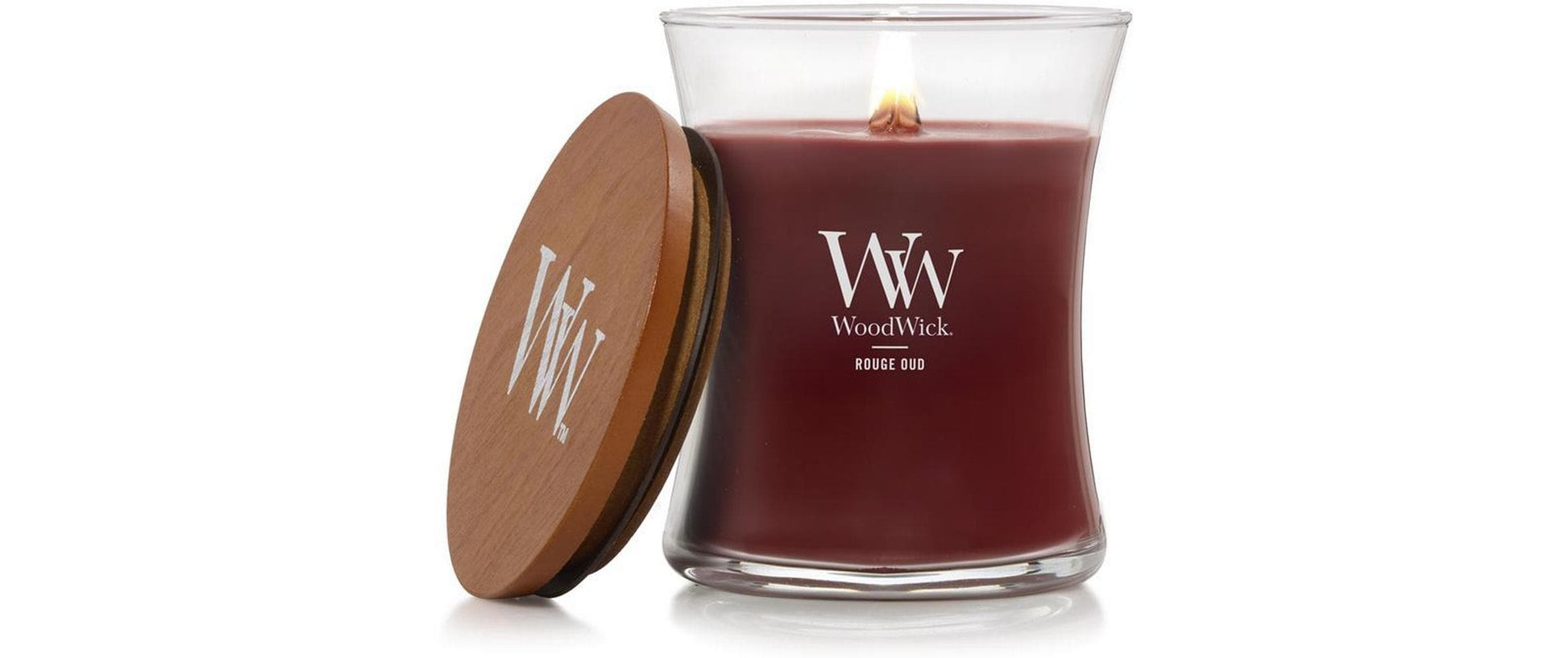 WoodWick Duftkerze Rouge Oud, Sojawachs / Glas, sortiert, parfümiert, Ø 10 cm, 1 Stück