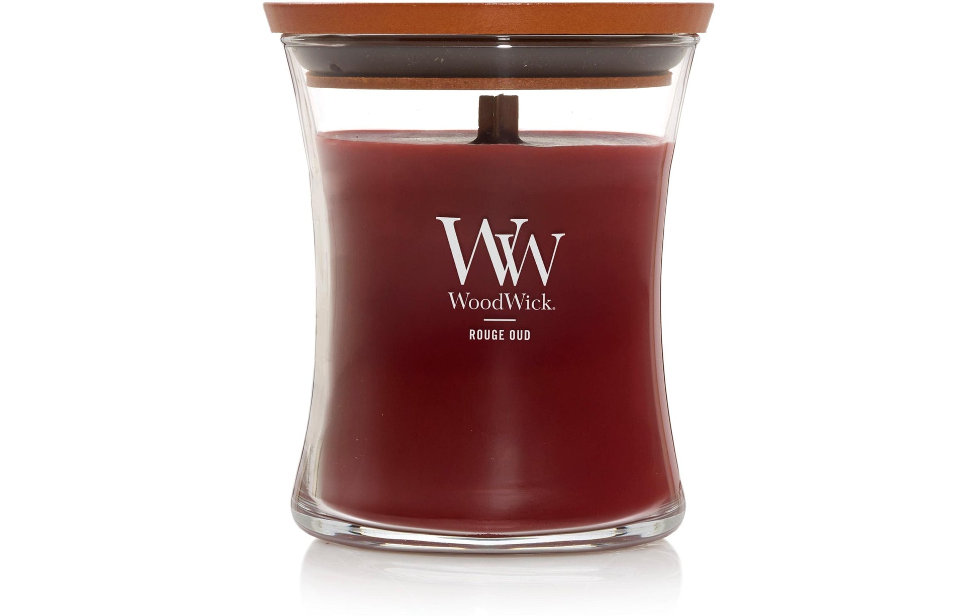 WoodWick Duftkerze Rouge Oud, Sojawachs / Glas, sortiert, parfümiert, Ø 10 cm, 1 Stück
