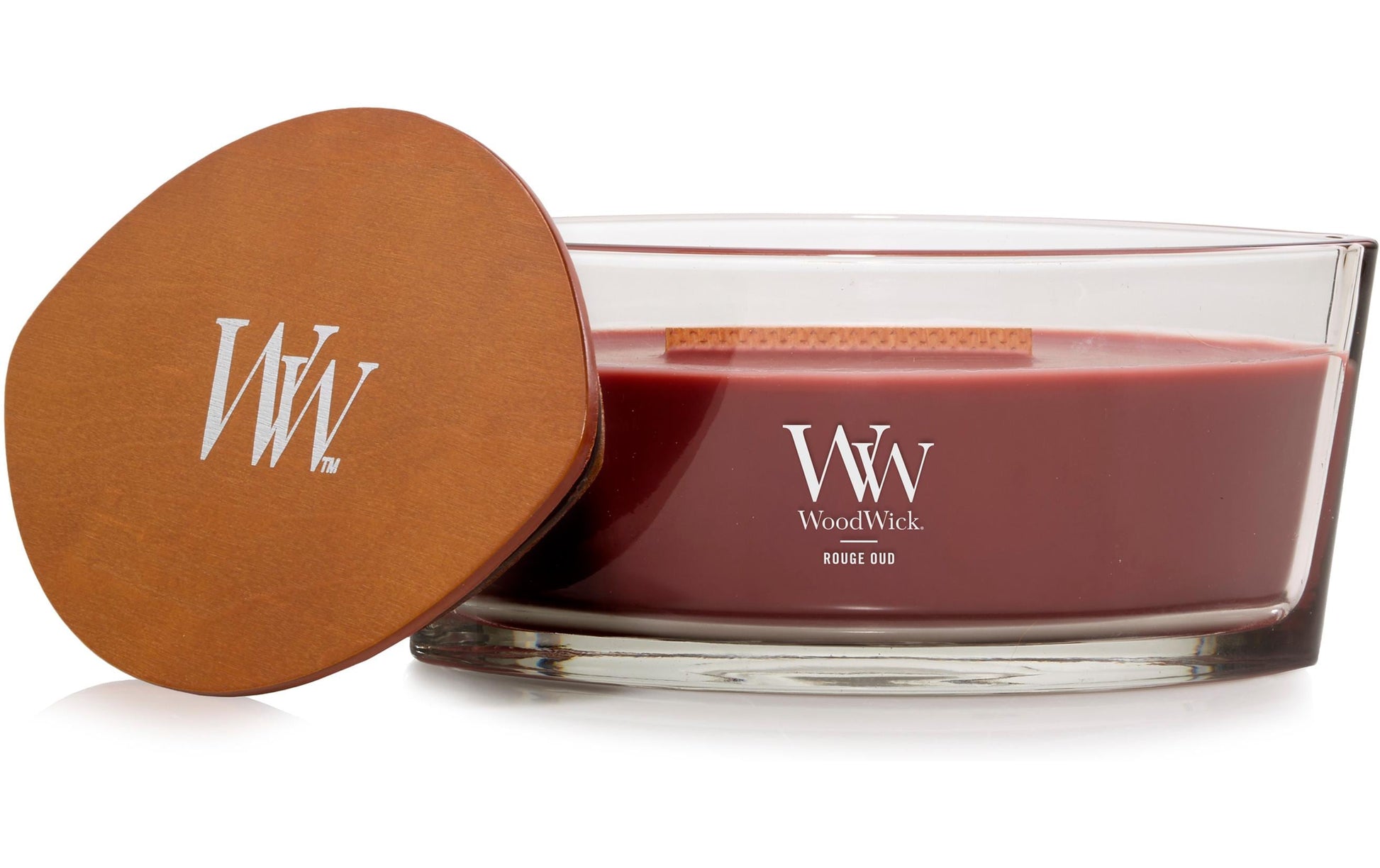 WoodWick Duftkerze Rouge Oud, Sojawachs, Zimt, Ø 12 cm, 9 cm hoch