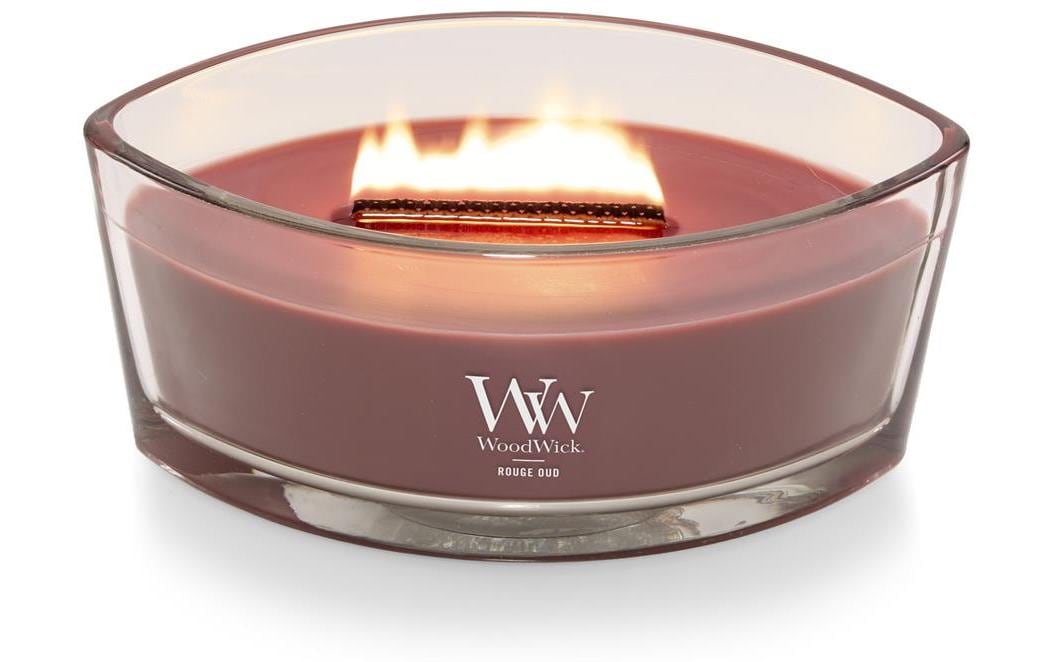 WoodWick Duftkerze Rouge Oud, Sojawachs, Zimt, Ø 12 cm, 9 cm hoch