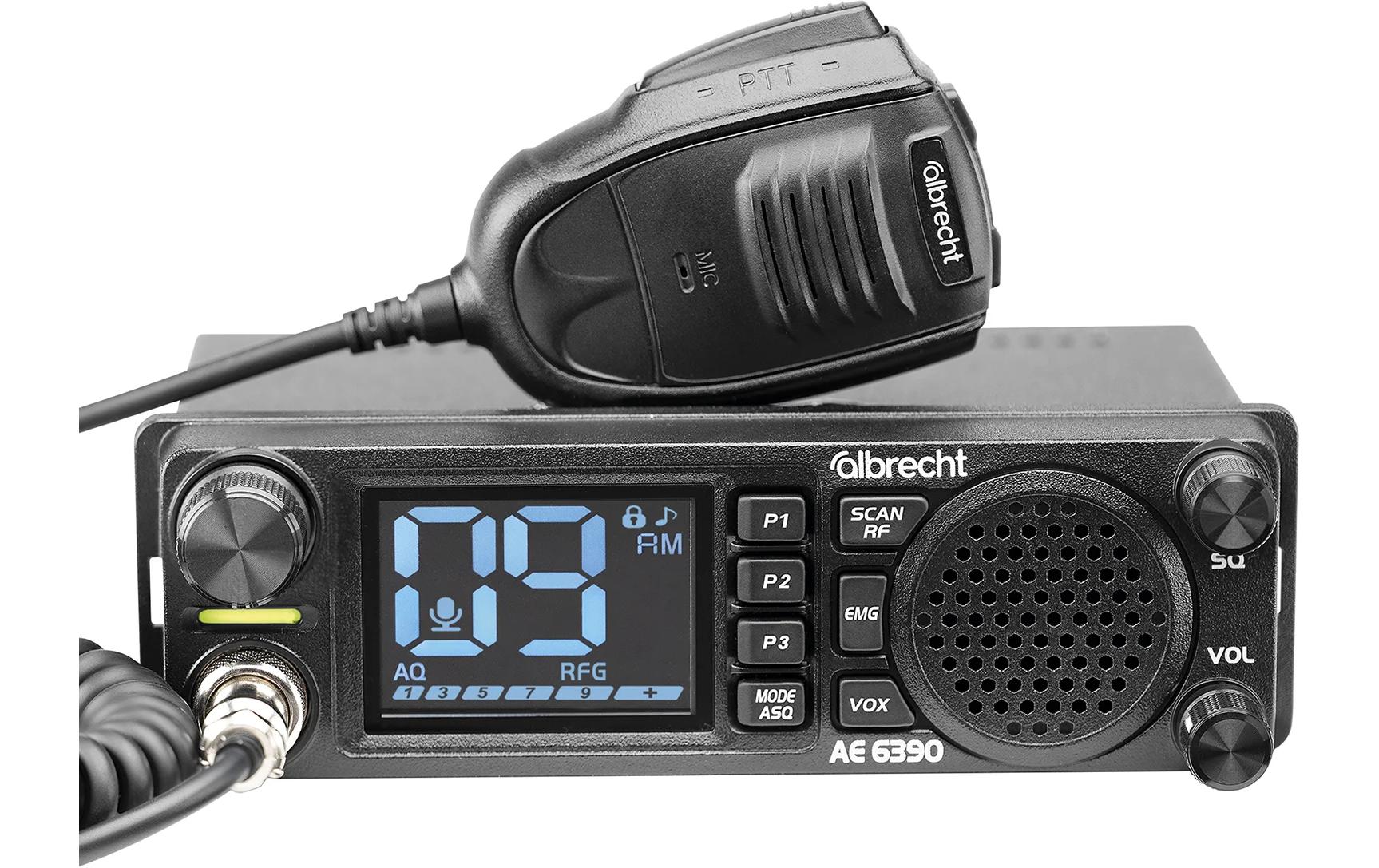 Albrecht AE6390 – CB-Funkgerät, 4 W AM/FM, 12/24 V, VOX, Netzbetrieb, Schwarz