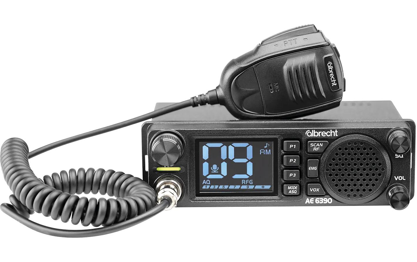 Albrecht AE6390 – CB-Funkgerät, 4 W AM/FM, 12/24 V, VOX, Netzbetrieb, Schwarz