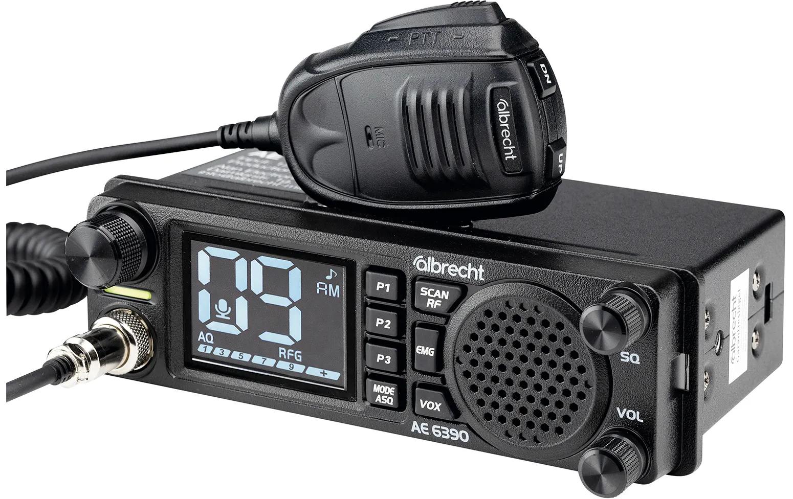 Albrecht AE6390 – CB-Funkgerät, 4 W AM/FM, 12/24 V, VOX, Netzbetrieb, Schwarz