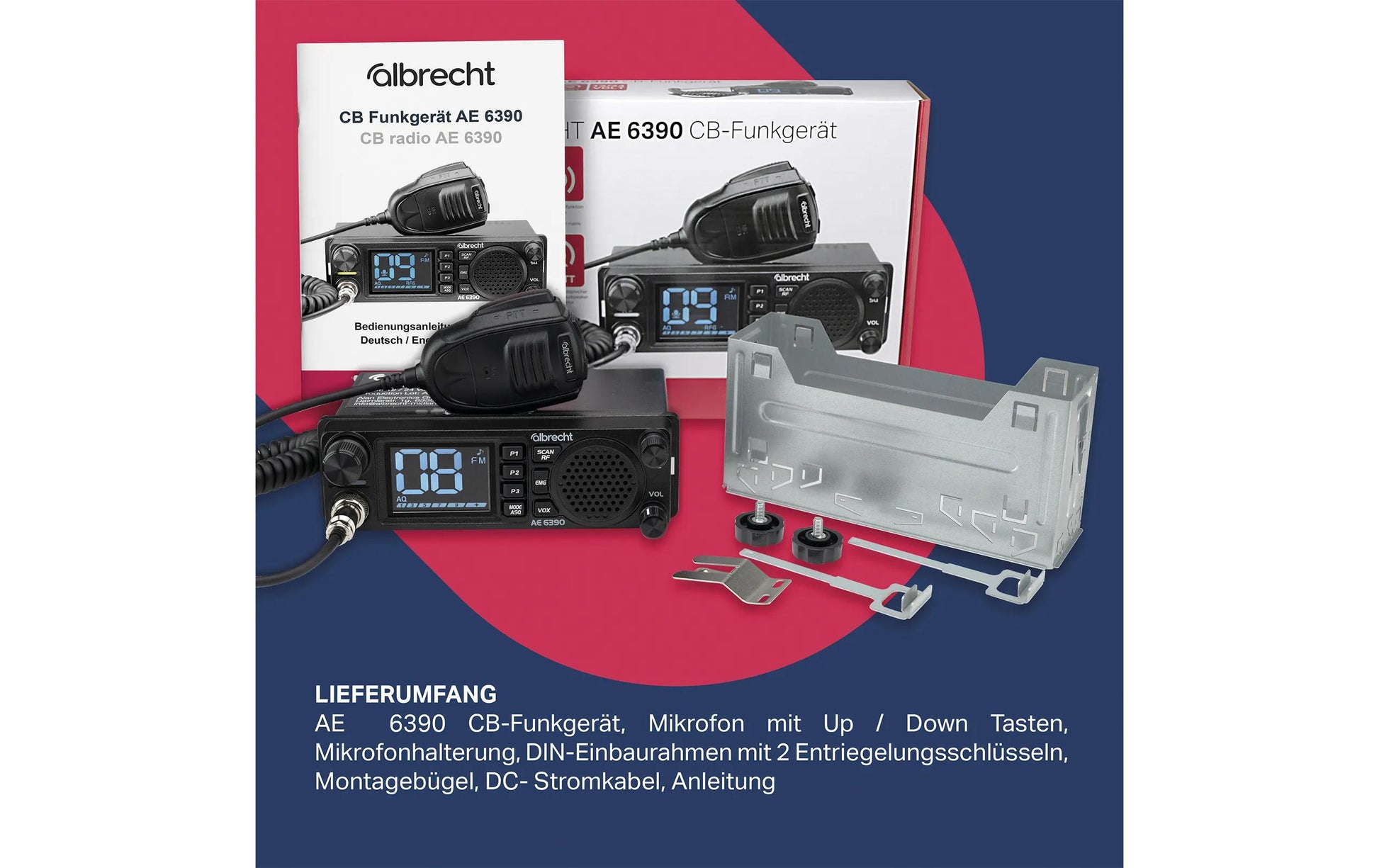 Albrecht AE6390 – CB-Funkgerät, 4 W AM/FM, 12/24 V, VOX, Netzbetrieb, Schwarz