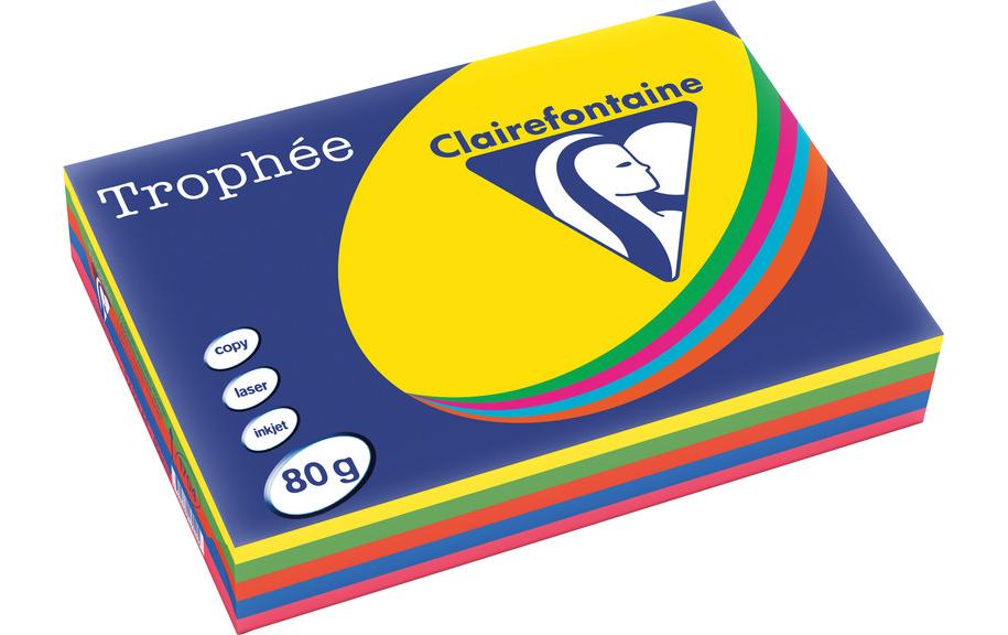 Clairefontaine Kopierpapier – A4, 80 g/m², intensiv sortiert – für Inkjet/Laser/Kopierer – FSC – 500 Blatt