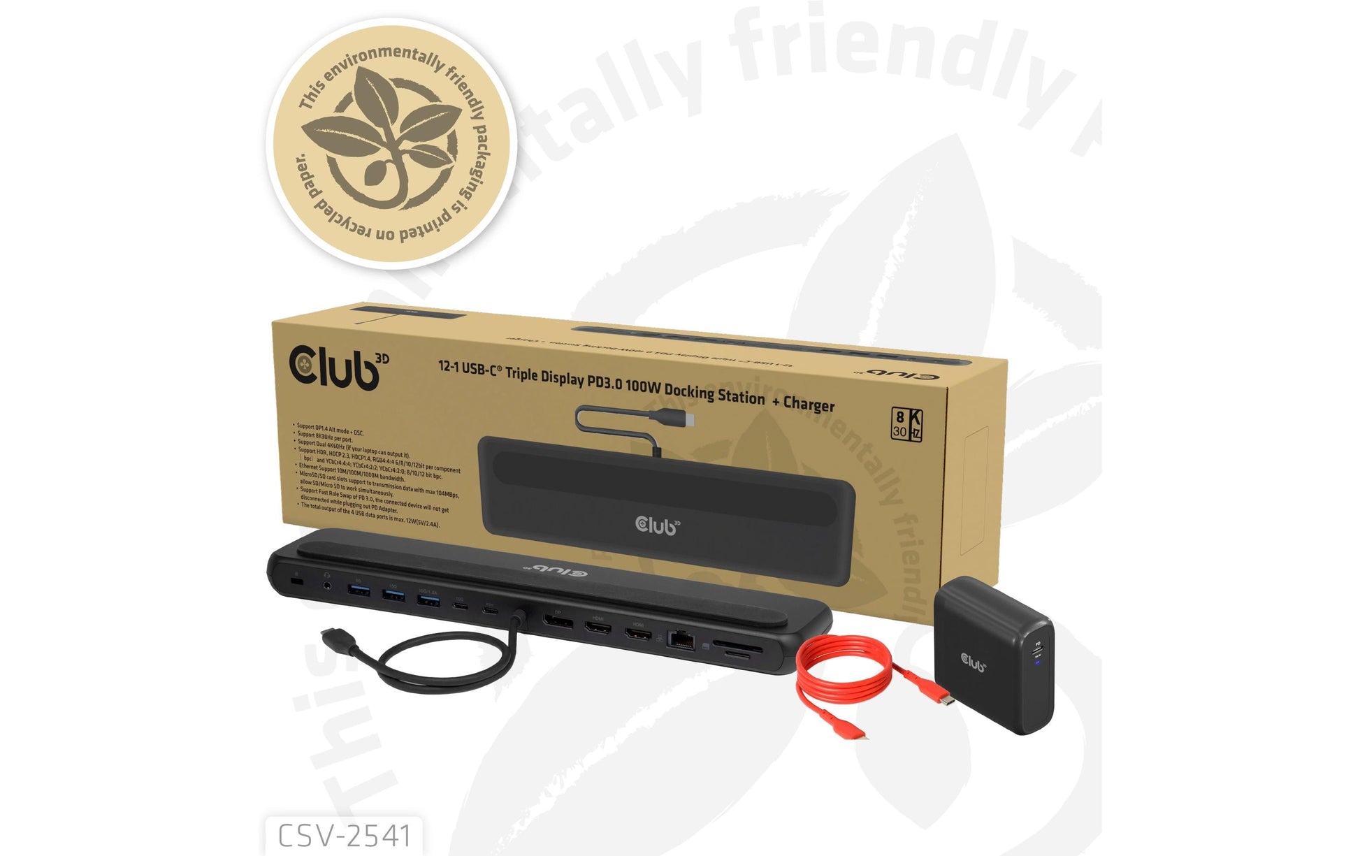 CLUB3D Club 3D CSV-2541 Dockingstation – Thunderbolt 3, 1× DP, 3× HDMI, 6× USB-A, 2× USB-C, für Windows 10/11