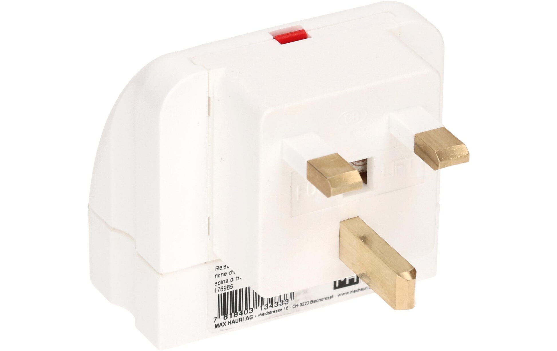Max Hauri AG Max Hauri – Reiseadapter – von Typ 13 zu Typ G – geerdet – weiss – 1 Stk.