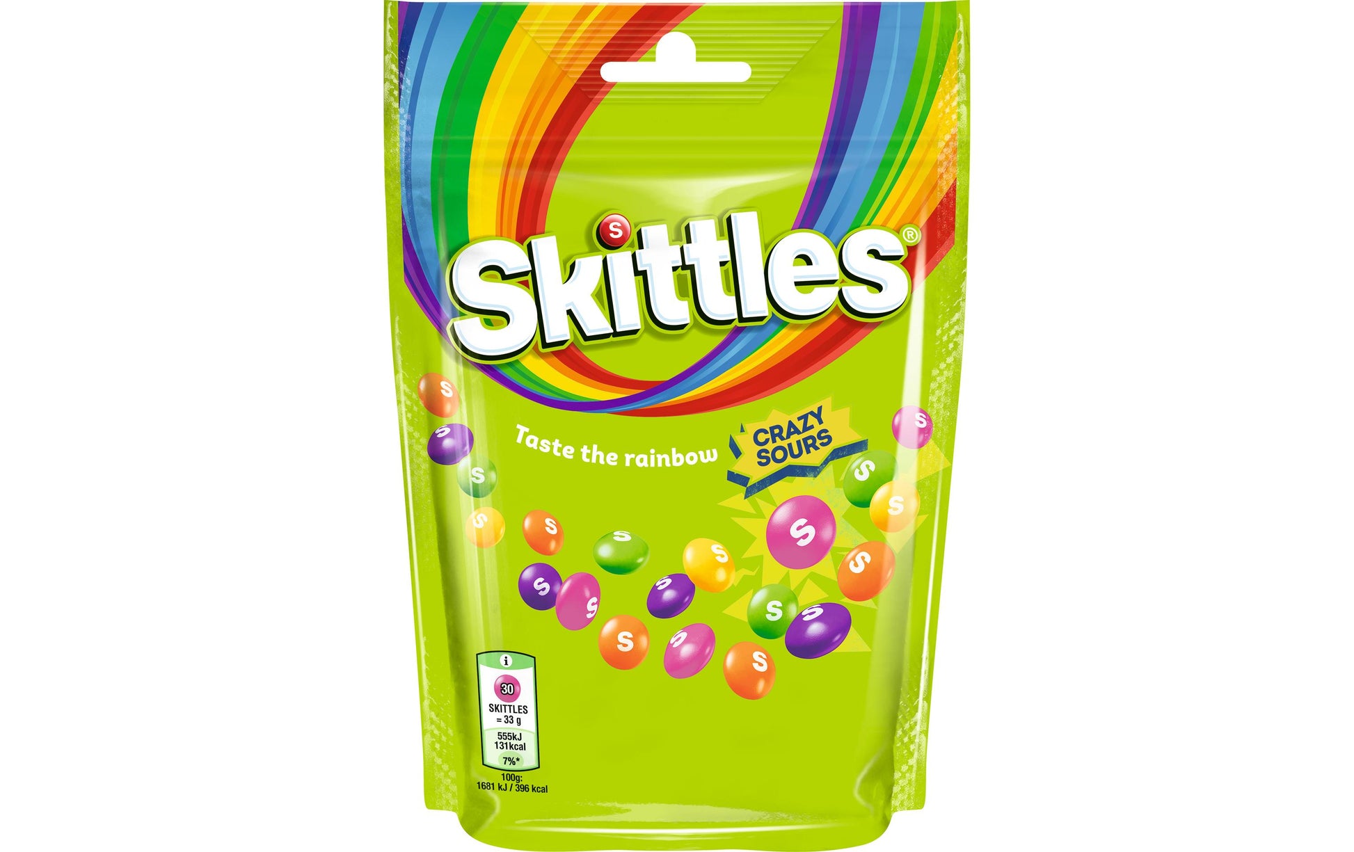 Skittles Crazy Sours – Fruchtgummi – Apfel, Kirsche, Mandarine, Ananas, Himbeere – 152 g