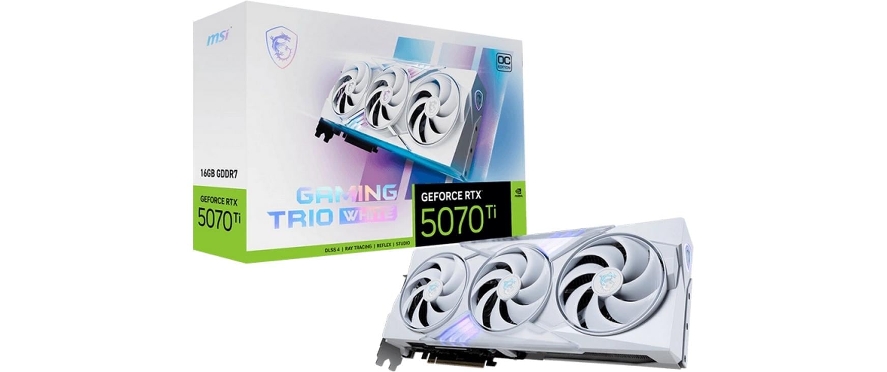 MSI GeForce RTX 5070 Ti GAMING TRIO OC WEISS – PCIe Grafikkarte – 3×DP, 1×HDMI, PCIe 5.0, 16 GB GDDR7, 338 mm