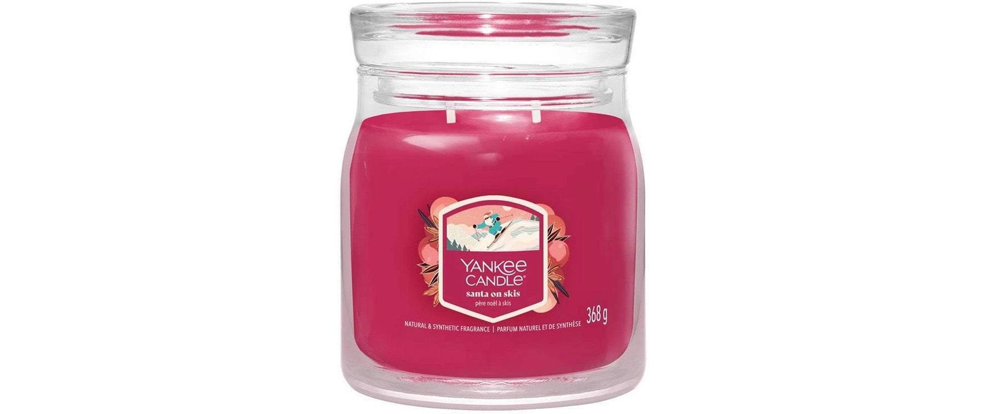Yankee Candle Santa auf Skiern – Duftkerze, Mittleres Glas, 35–50 h