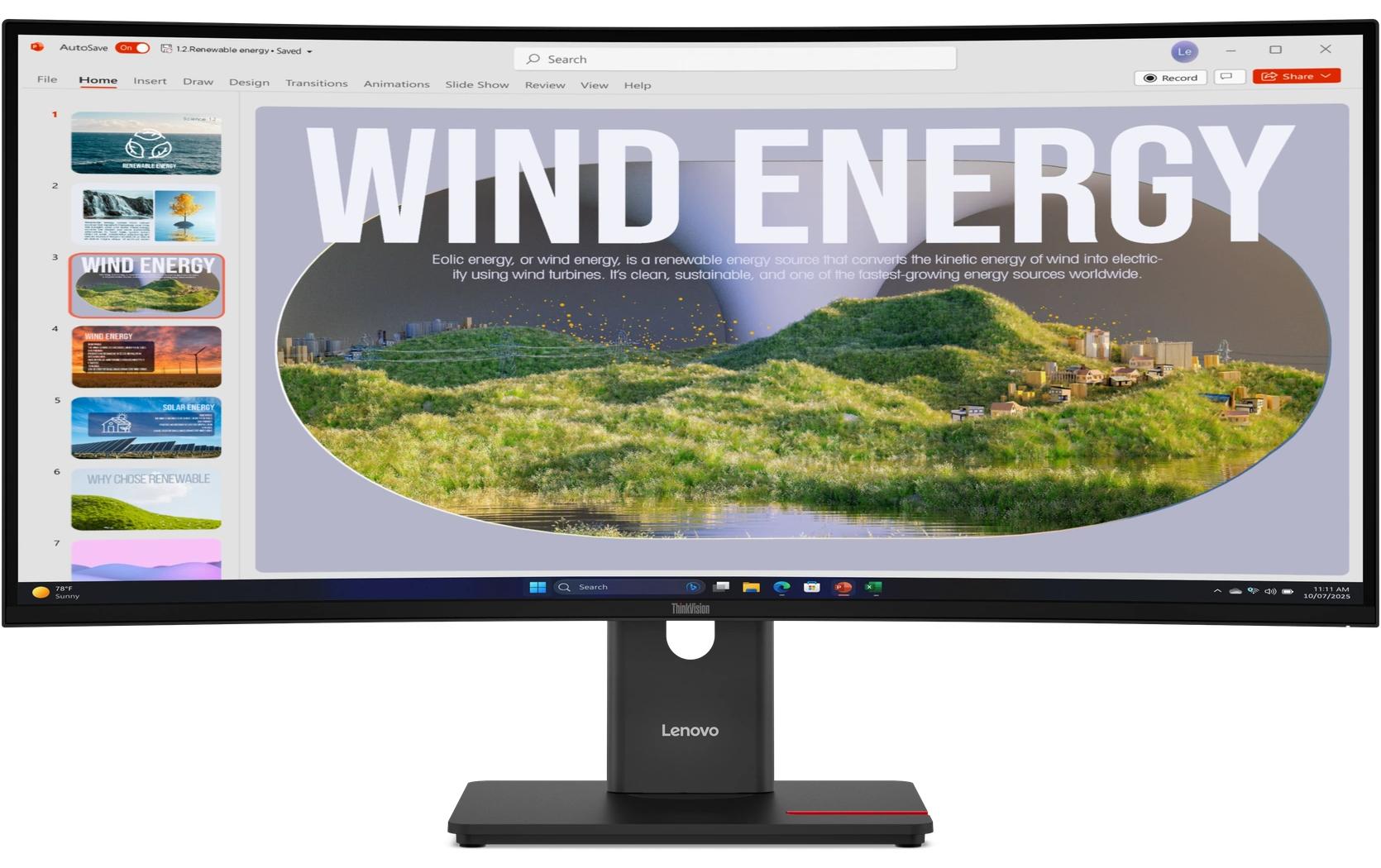 Lenovo ThinkVision T34wd-40 – Monitor, 34", 3440 × 1440 (WQHD), VA, HDMI, DisplayPort, USB-C