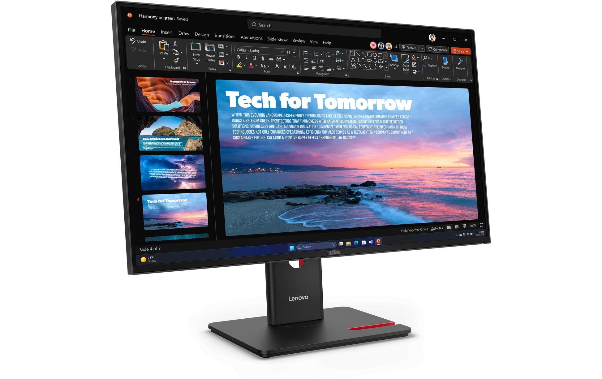 Lenovo T27QD-40 – Monitor, 2560 × 1440 (WQHD), IPS, HDMI, DisplayPort, USB-C