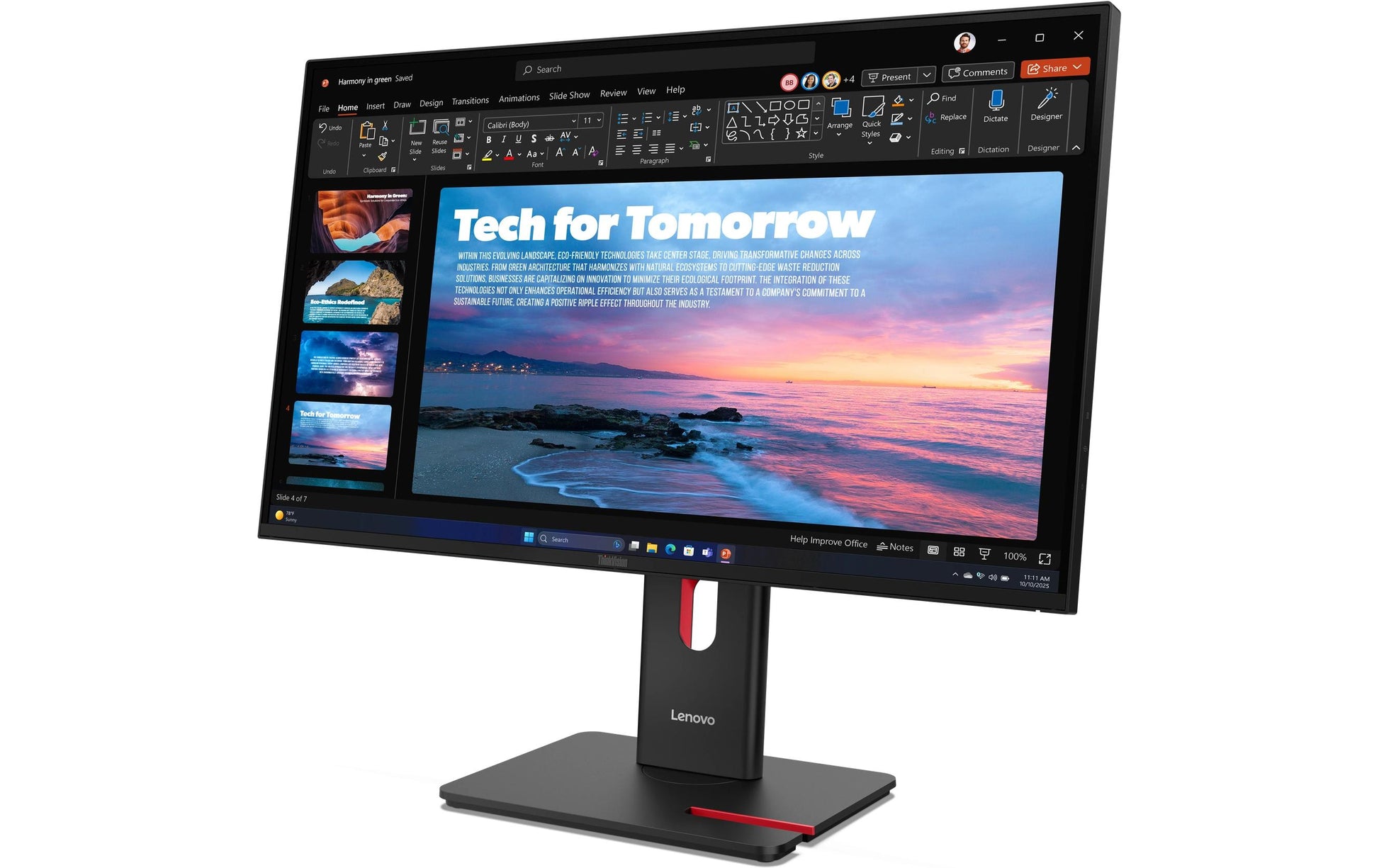 Lenovo T27QD-40 – Monitor, 2560 × 1440 (WQHD), IPS, HDMI, DisplayPort, USB-C