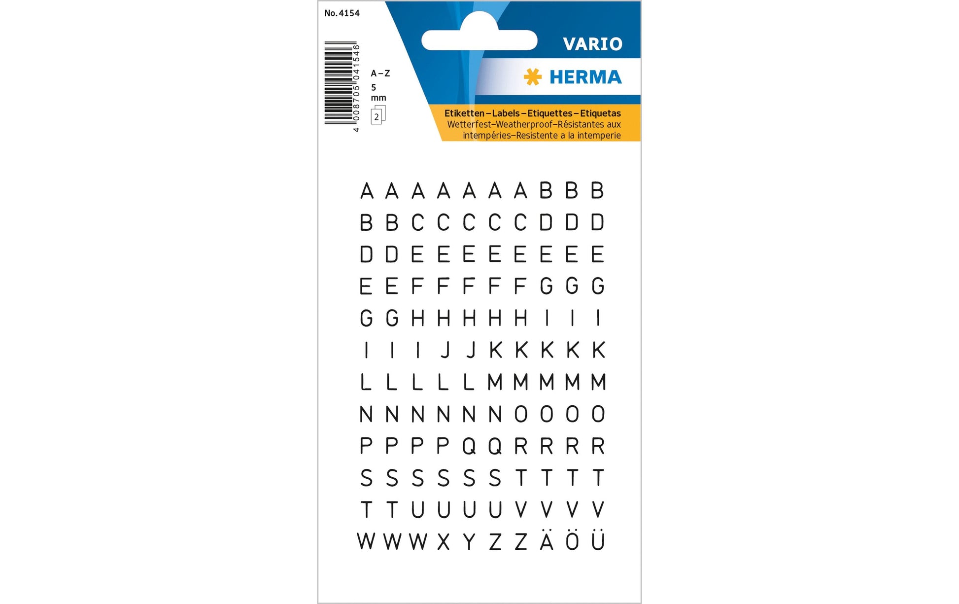 HERMA Buchstaben- und Zahlenaufkleber – 84 × 120 mm, Höhe 5 mm, Schwarz, PVC-Folie – 2 Stk