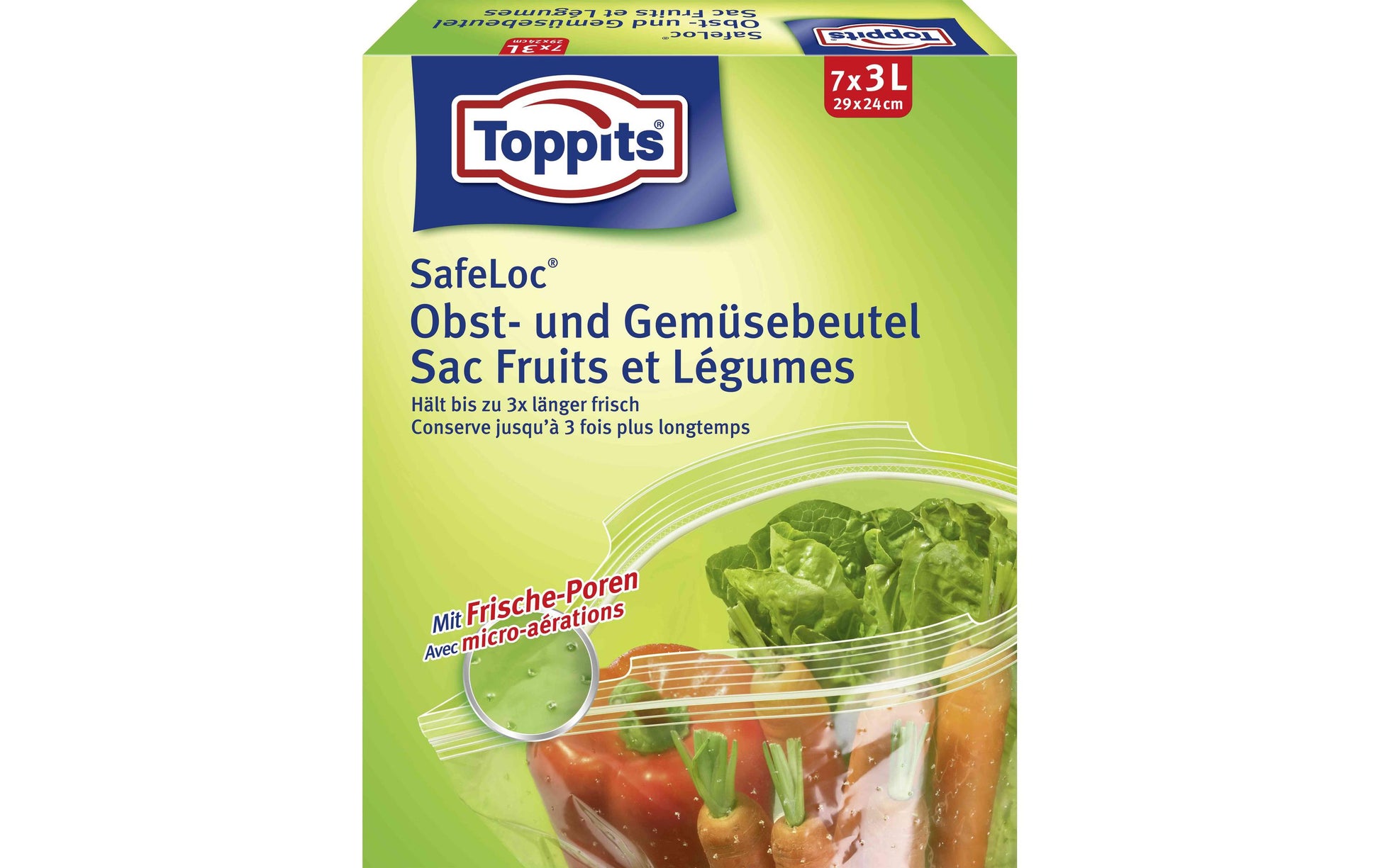 Toppits Obst- und Gemüsebeutel 7 Stk., 3 l, Polyethylen (PE), transparent