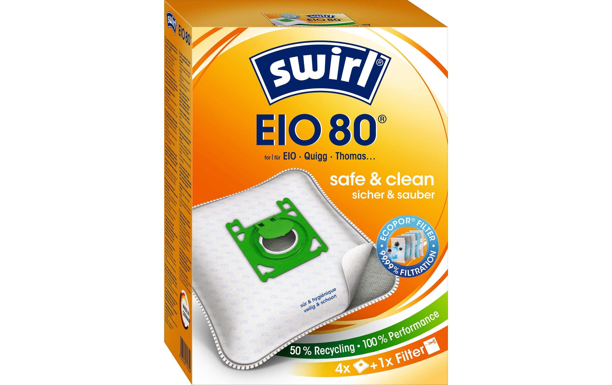 Swirl Staubbeutel EIO 80 – 4 Stück, für EIO BS 80–88