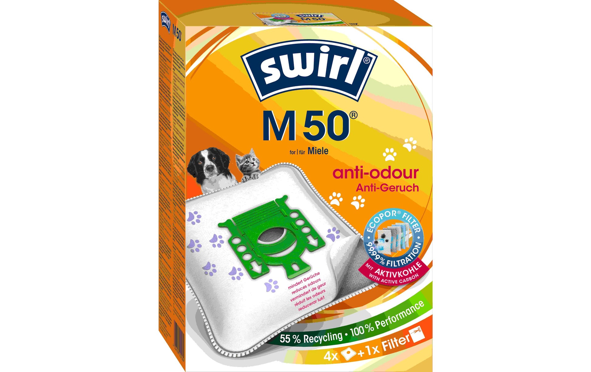 Swirl Staubsaugerbeutel MicroPor M50 – für Miele Compact C1, Compact C2, Complete C1 (Auswahl) – 4 Stk – Weiss