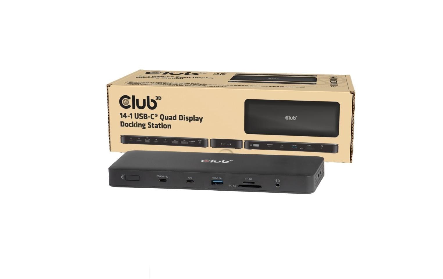 CLUB3D Club 3D 14-in-1 Dockingstation – USB4, DP/HDMI, 2× USB-A, microSD, für Universal