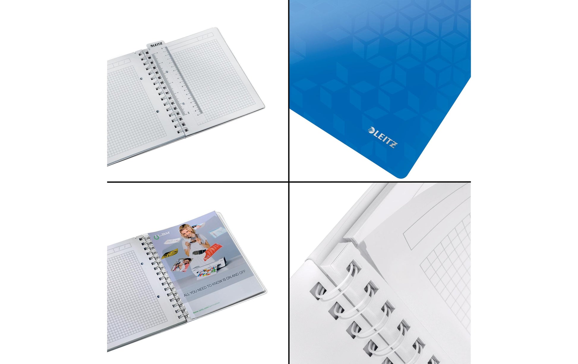 Leitz Collegeblock – A5 – 80 Blatt – 80 g/m² – Doppelspirale, Einstecktasche, Stiftschlaufe, Blau, FSC