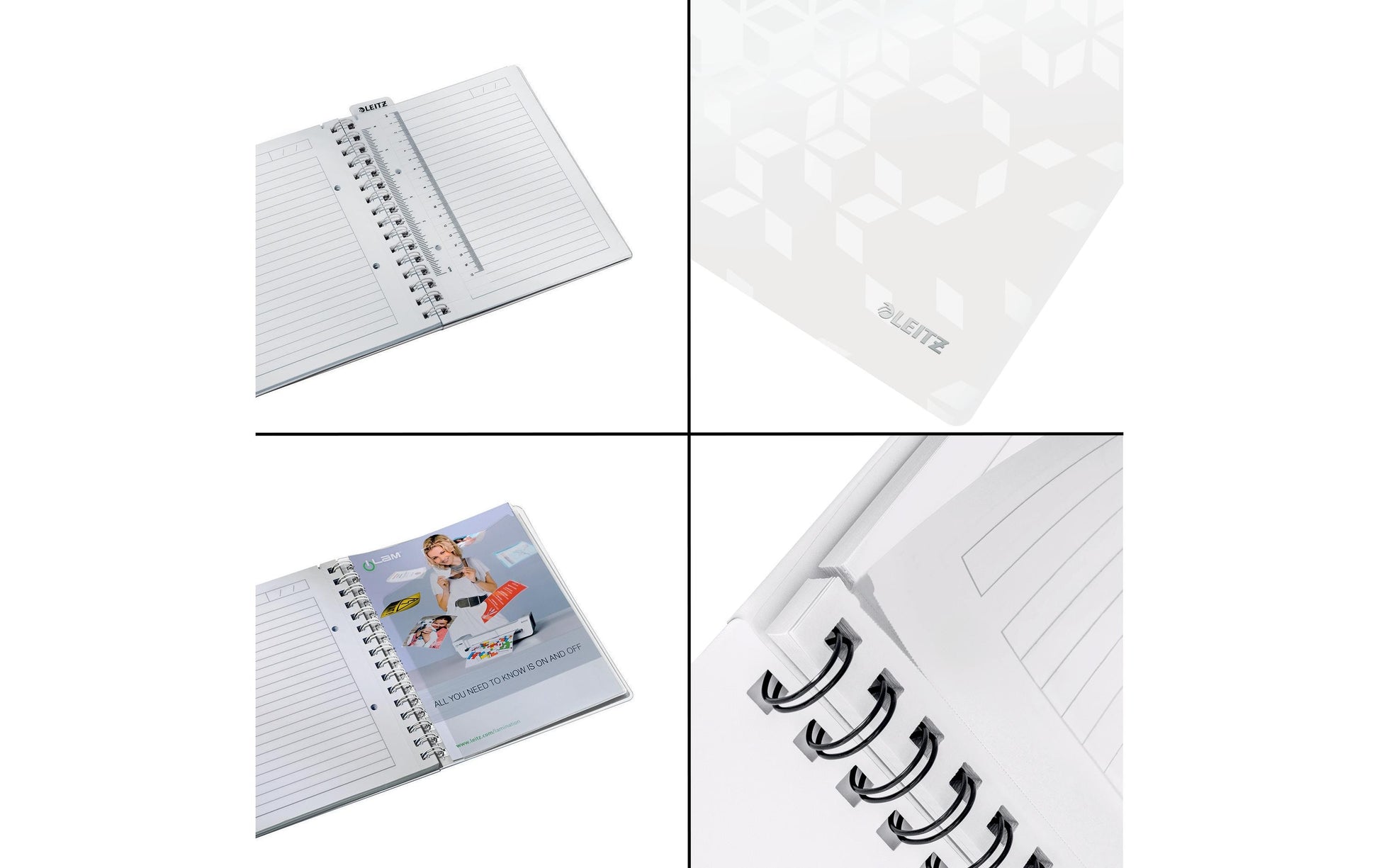 Leitz Collegeblock – A5 – 4-fach gelocht, mikroperforiert, Einstecktasche, Stiftschlaufe, weiss, FSC