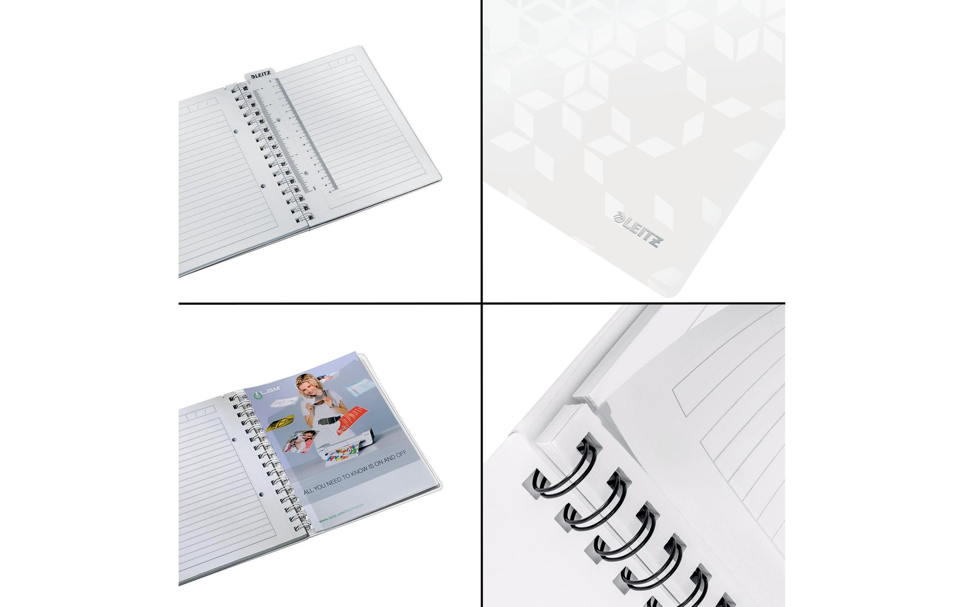 Leitz Collegeblock – A5 – 4-fach gelocht, mikroperforiert, Einstecktasche, Stiftschlaufe, weiss, FSC