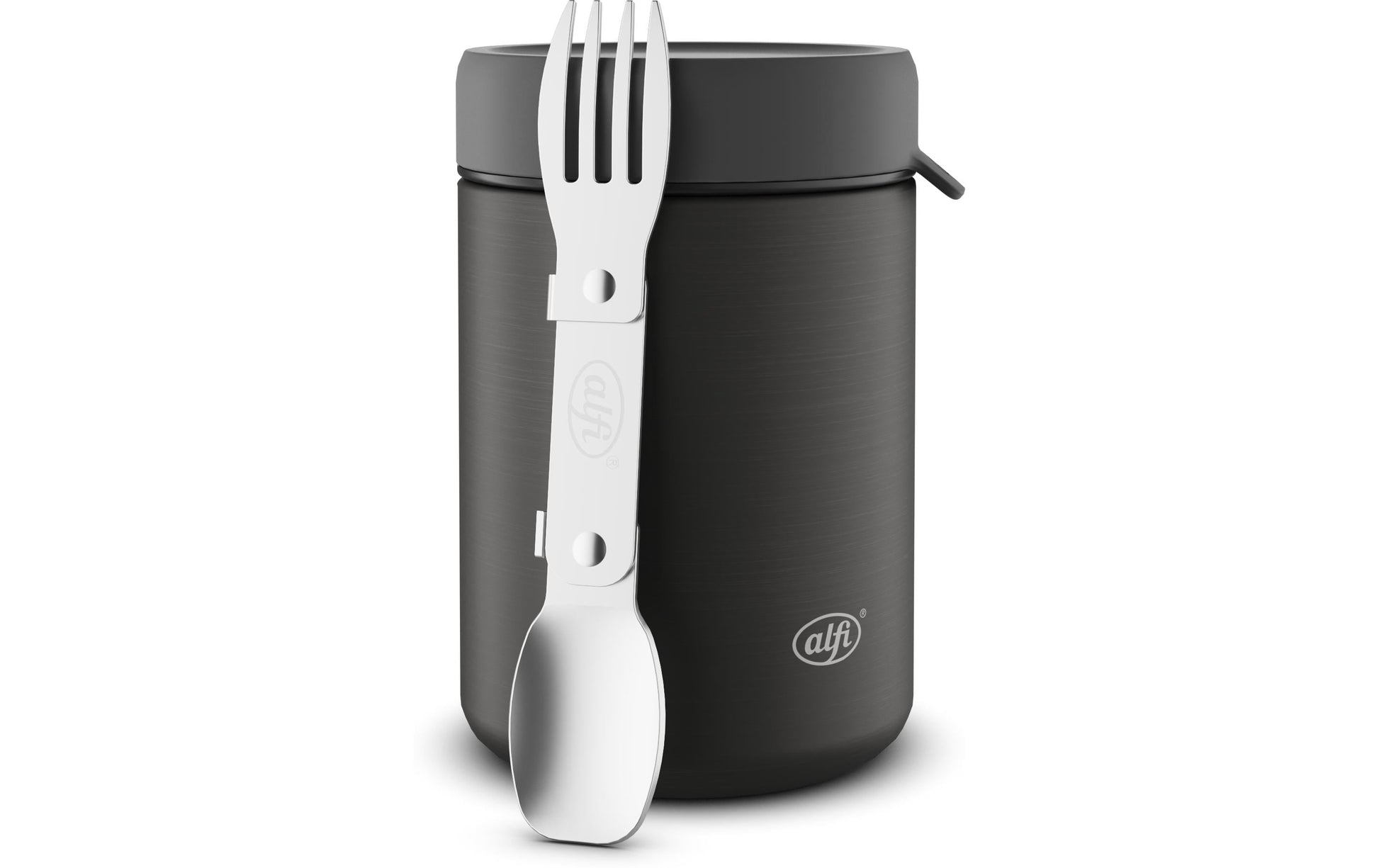 Alfi Thermobox – 350 ml, 8,8 × 8,8 × 13,3 cm, Edelstahl, Schwarz matt, mit Schwenkverschluss, auslaufsicher