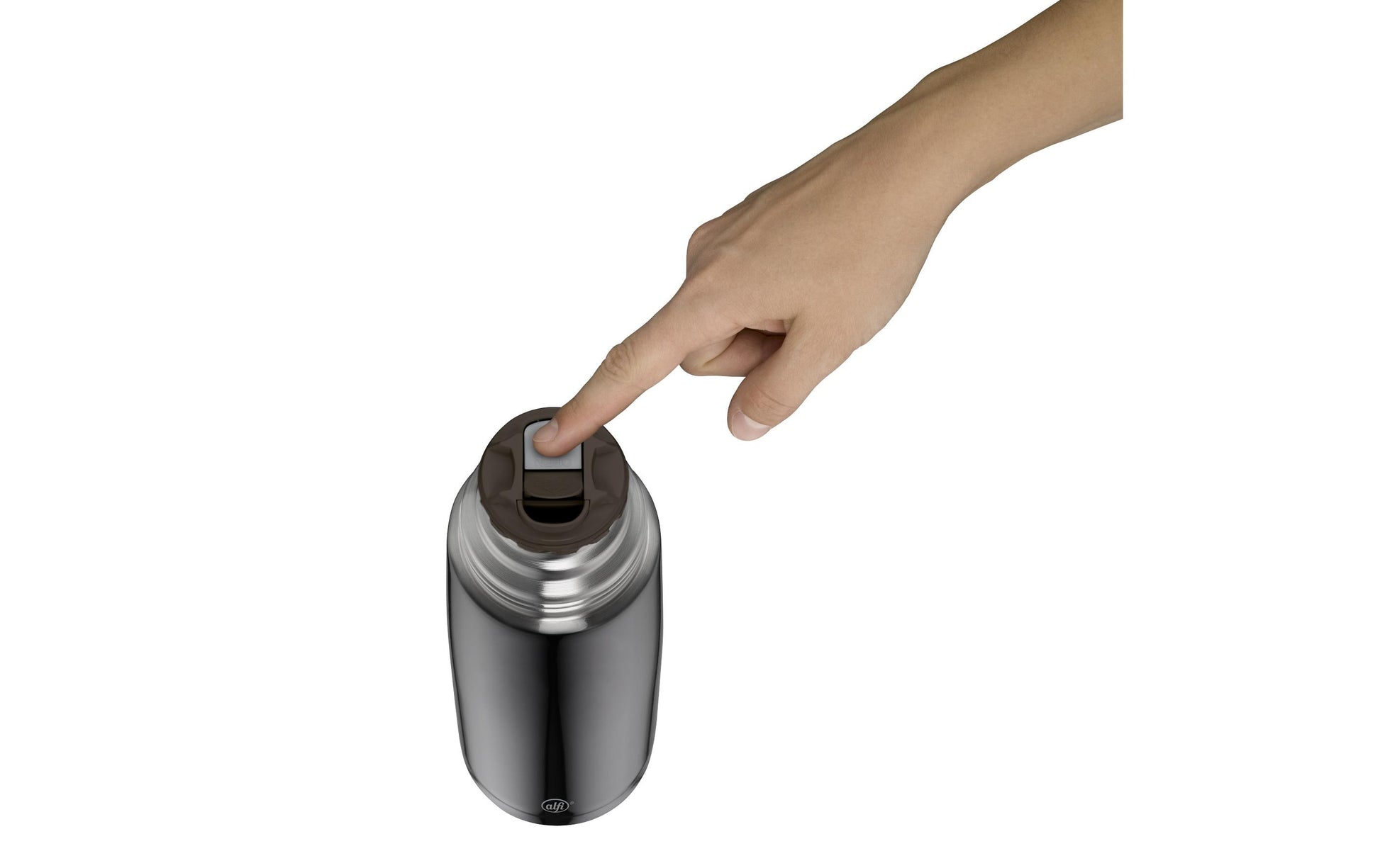 Alfi iso Therm Perf. Isolierflasche 1 l – doppelwandig, Edelstahl, Dunkelgrau