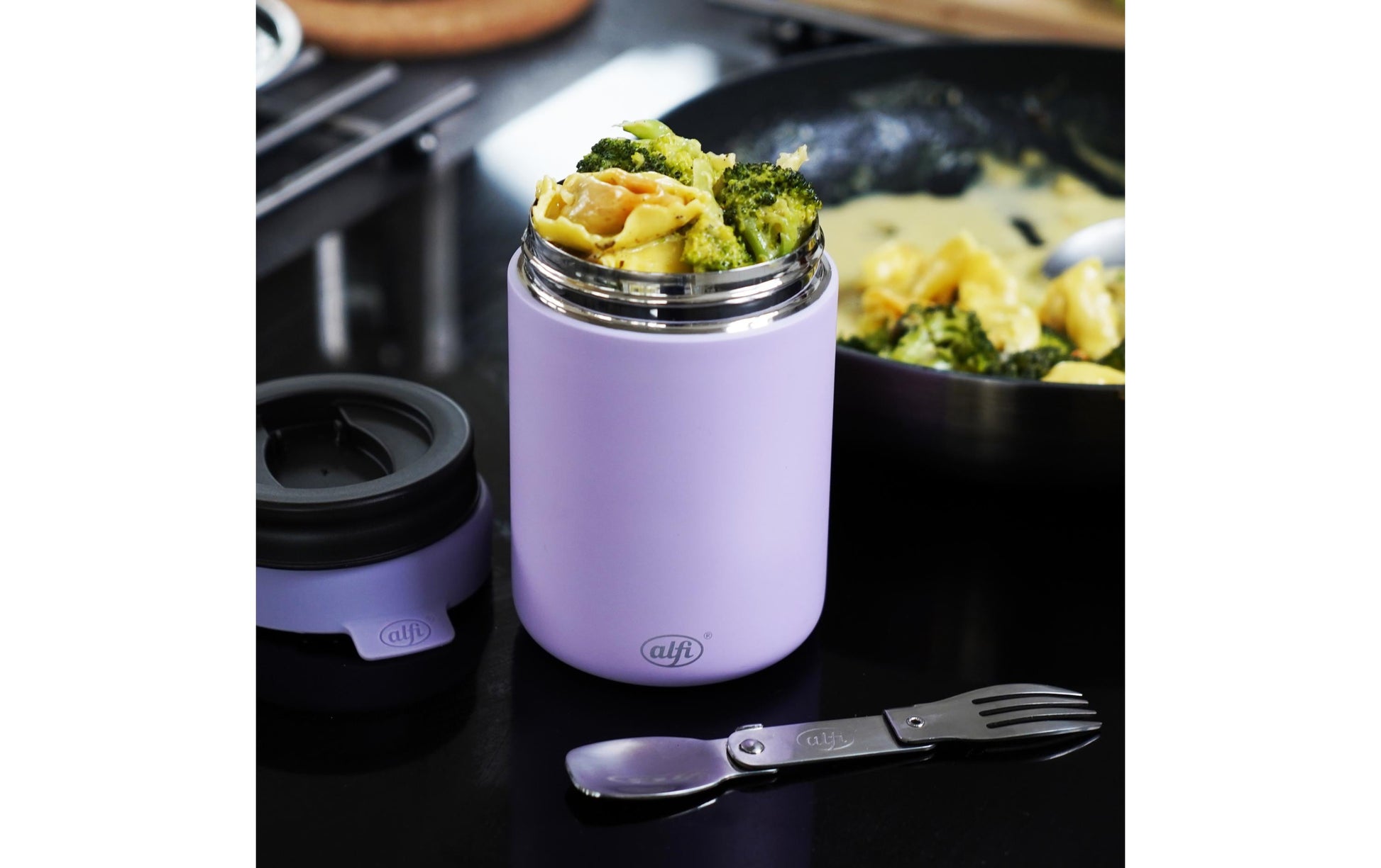 Alfi Vorratsdose 350 ml, Ø 8,8 × 13,3 cm, Edelstahl, isoliert, Lavendel
