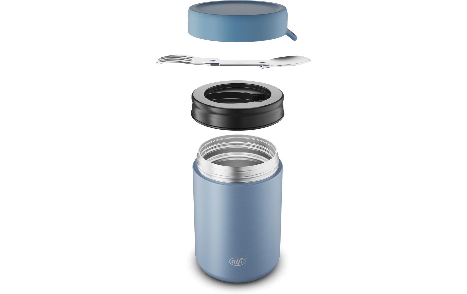 Alfi Thermobox – 350 ml, 8,8 × 8,8 × 13,3 cm, Edelstahl, Hellblau, mit Schwenkverschluss