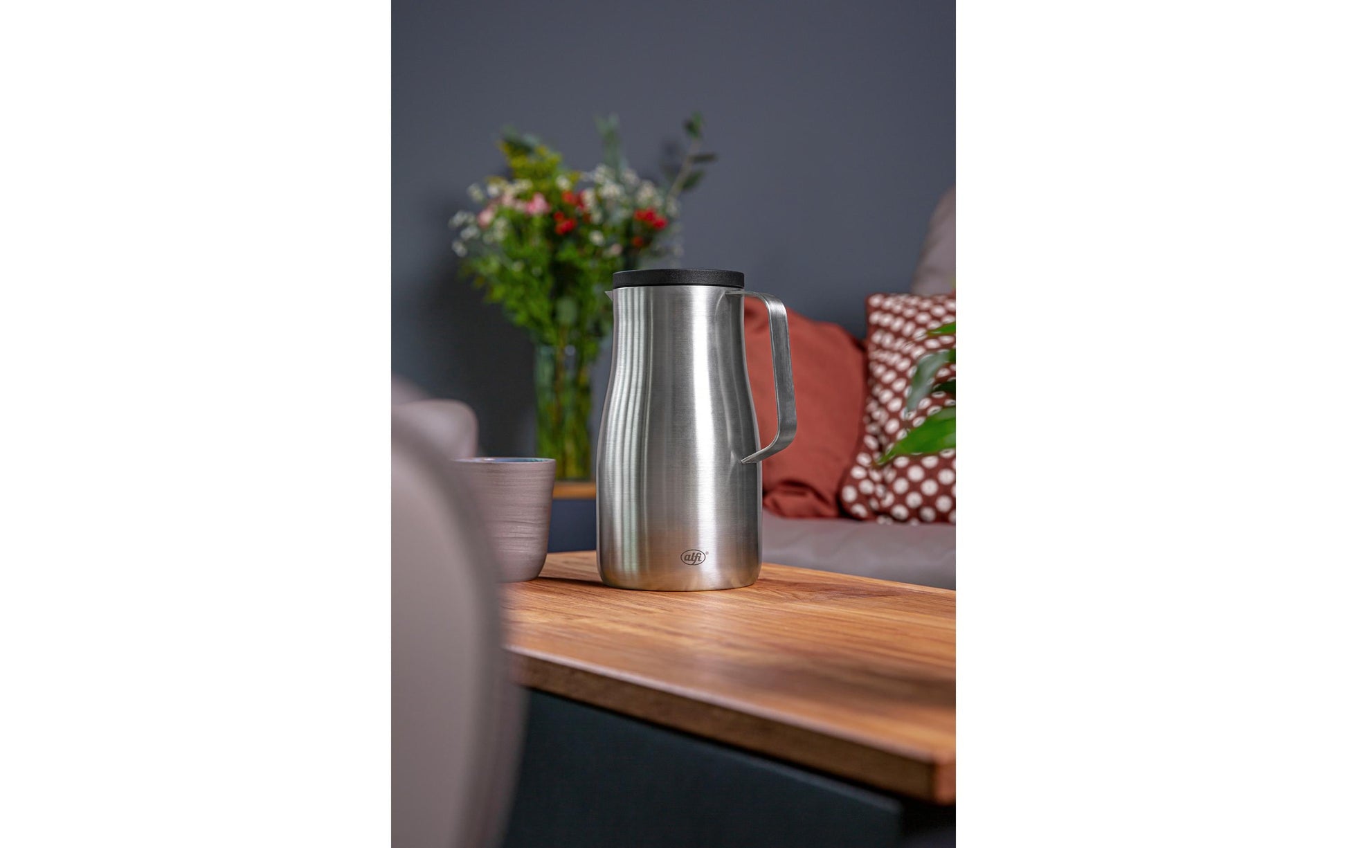 Alfi Thermoskanne Studio – 1 l, 14,9 × 12,0 × 22,3 cm, Edelstahl, Silber, mit Deckel, vakuum-isoliert