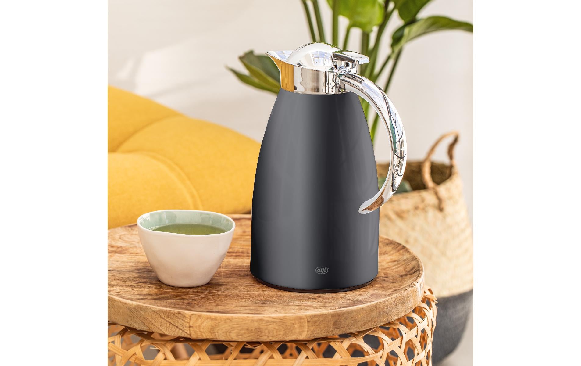 Alfi Thermoskanne Signo – 1 l, Ø 4,5 cm, H 26,5 cm, Edelstahl, Schiefer, mit Deckel, vakuumisoliert
