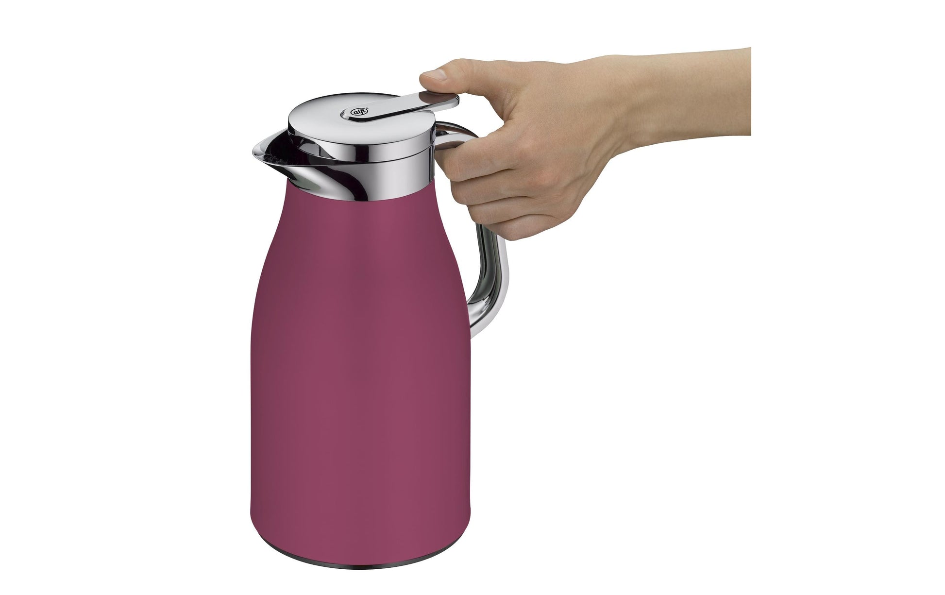 Alfi Thermoskanne Skyline – 1 l, Edelstahl, Rosa, mit Deckel, vakuum-isoliert, 12 h Warmhaltezeit