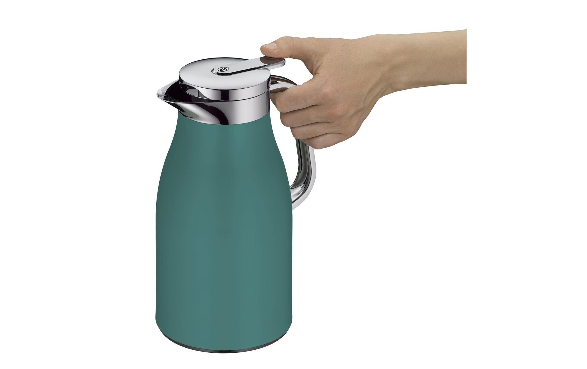 Alfi Thermoskanne Skyline – 1 l, Edelstahl, Grün, mit Deckel, vakuumisoliert, BPA-frei