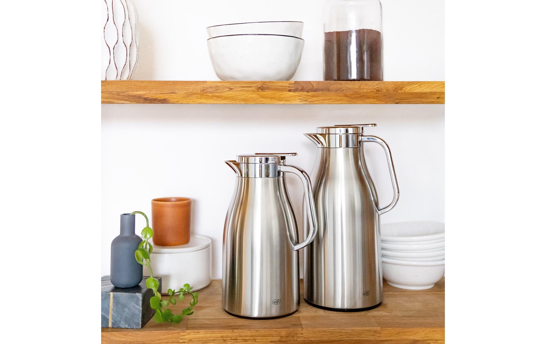 Alfi Thermoskanne Skyline – 1 l, Edelstahl, Silber, vakuumisoliert, mit Deckel