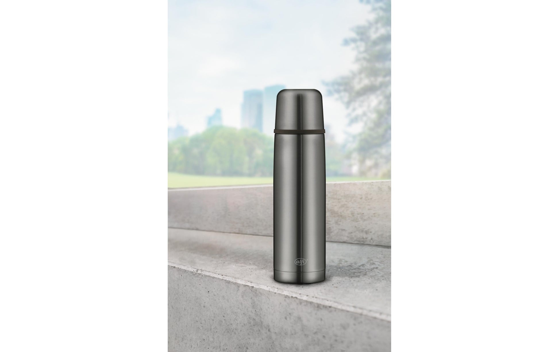 Alfi Isolierflasche 750 ml – doppelwandig, Edelstahl, Dunkelgrau