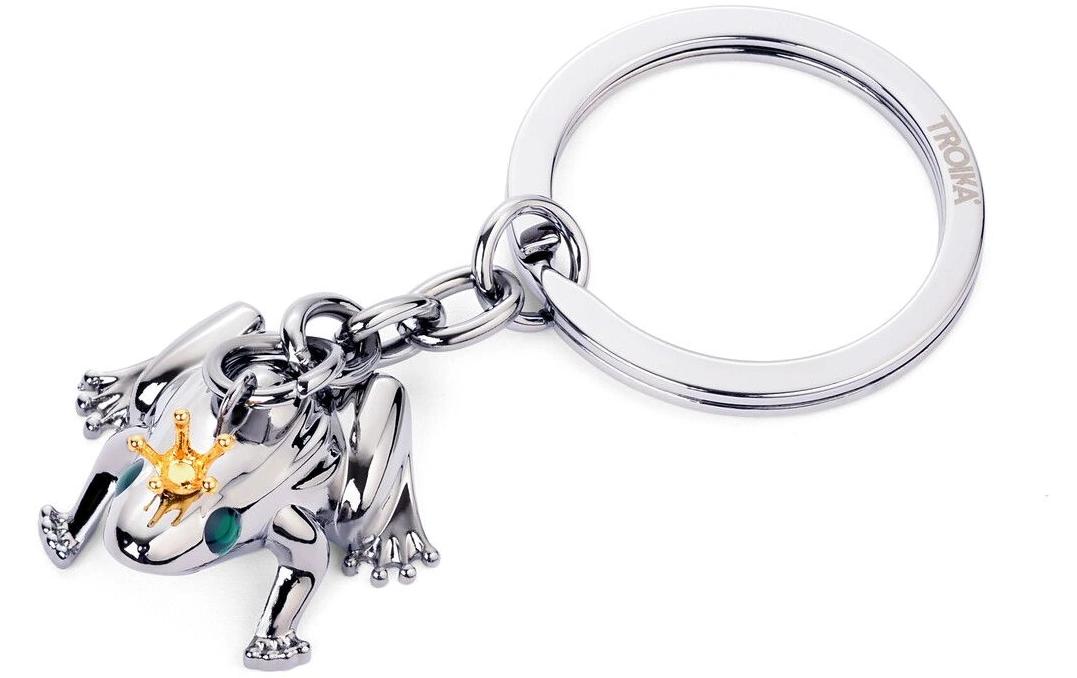 TROIKA Schlüsselanhänger Froschkönig – Metall, Silber, 35 × 78 × 20 mm