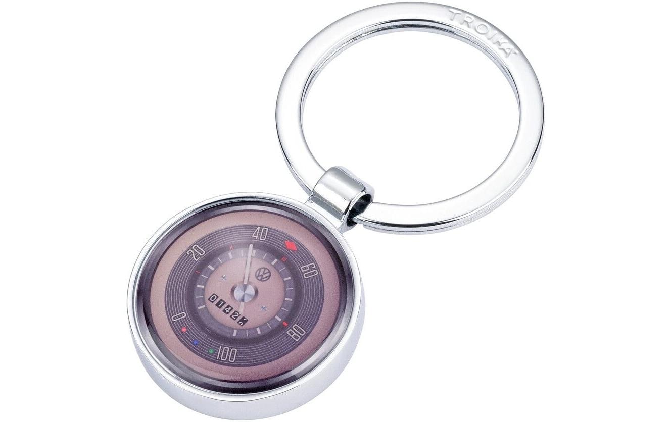 TROIKA Schlüsselanhänger VW Retro Tacho – Metall, Silber, 35 × 67 × 7 mm