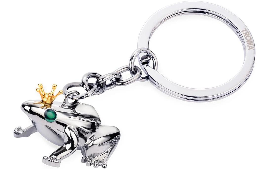 TROIKA Schlüsselanhänger Froschkönig – Metall, Silber, 35 × 78 × 20 mm