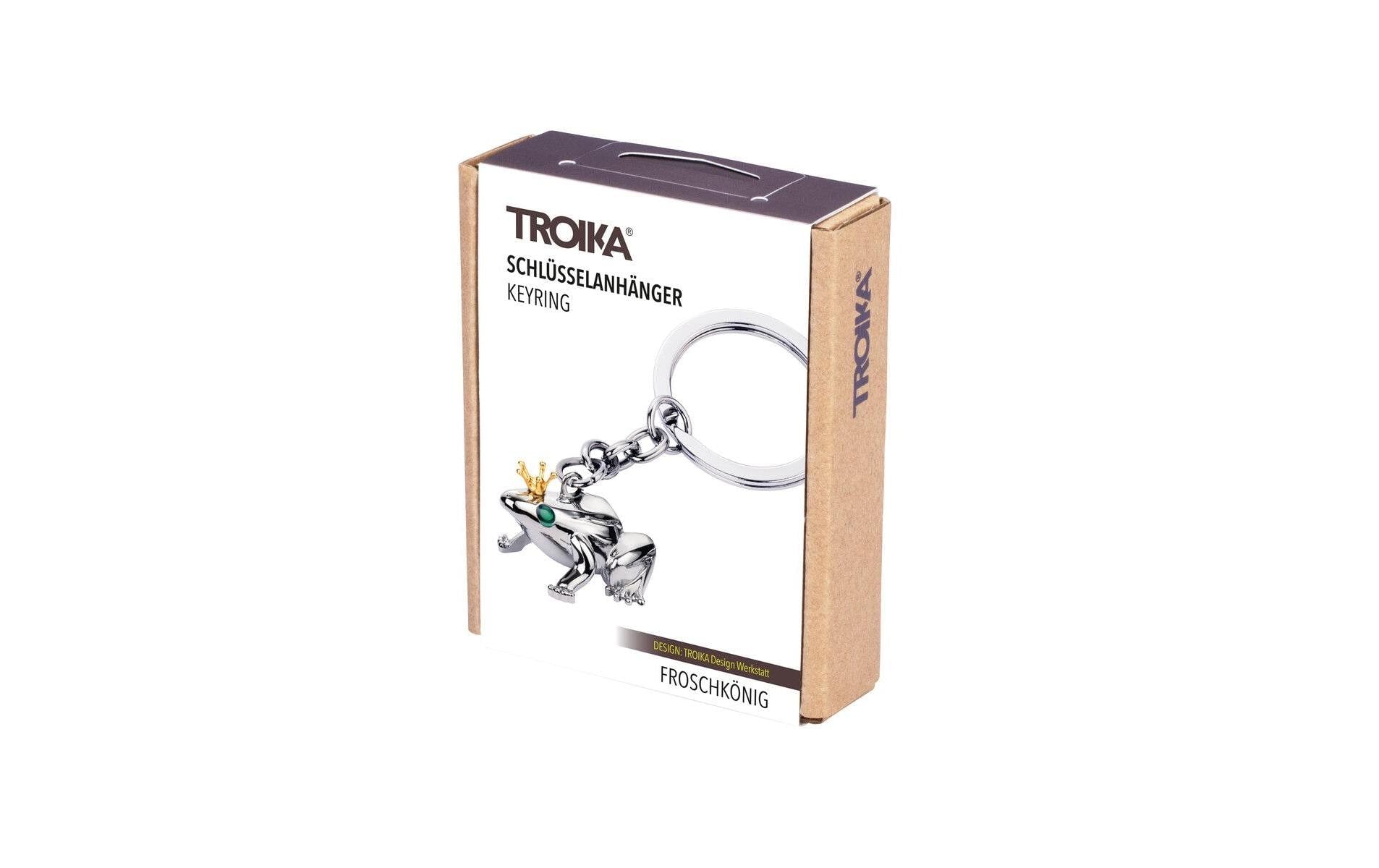 TROIKA Schlüsselanhänger Froschkönig – Metall, Silber, 35 × 78 × 20 mm
