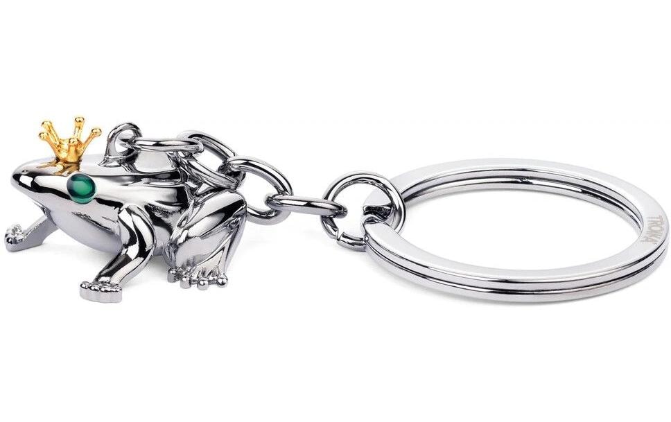 TROIKA Schlüsselanhänger Froschkönig – Metall, Silber, 35 × 78 × 20 mm