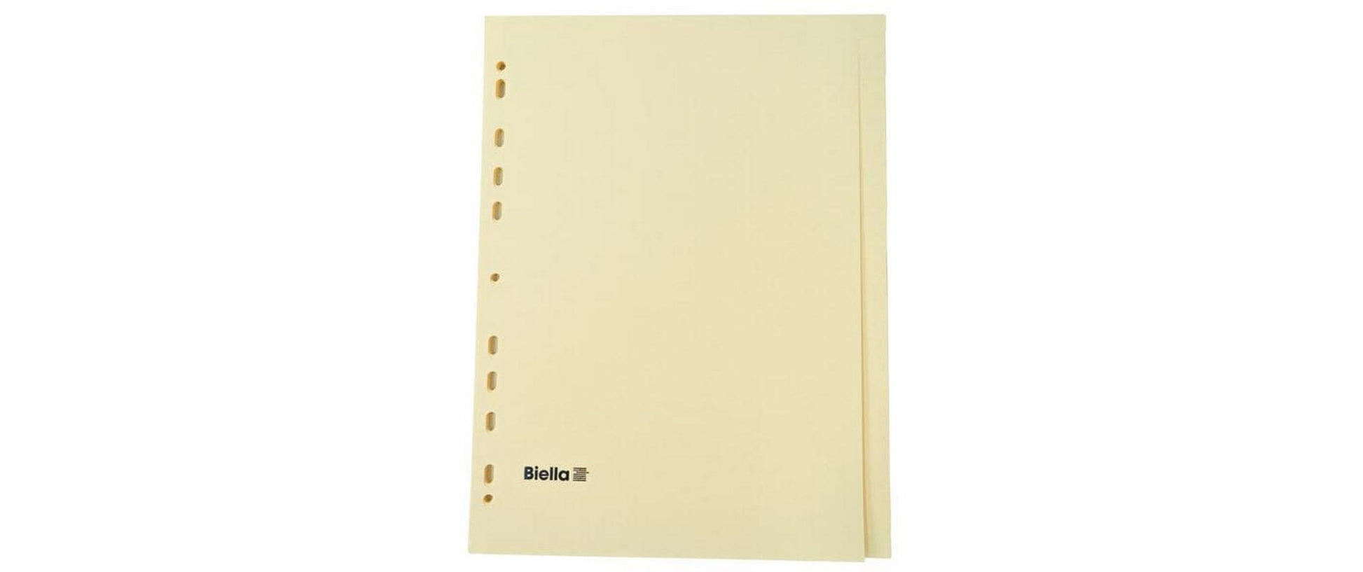 Biella Register – A4, 24-teilig, Papier, gelb, unbedruckt, 11-fach gelocht
