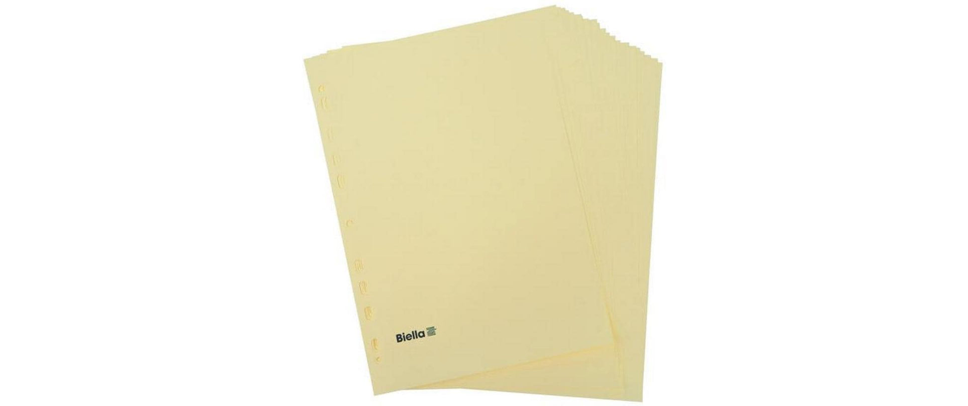 Biella Register – A4, 24-teilig, Papier, gelb, unbedruckt, 11-fach gelocht
