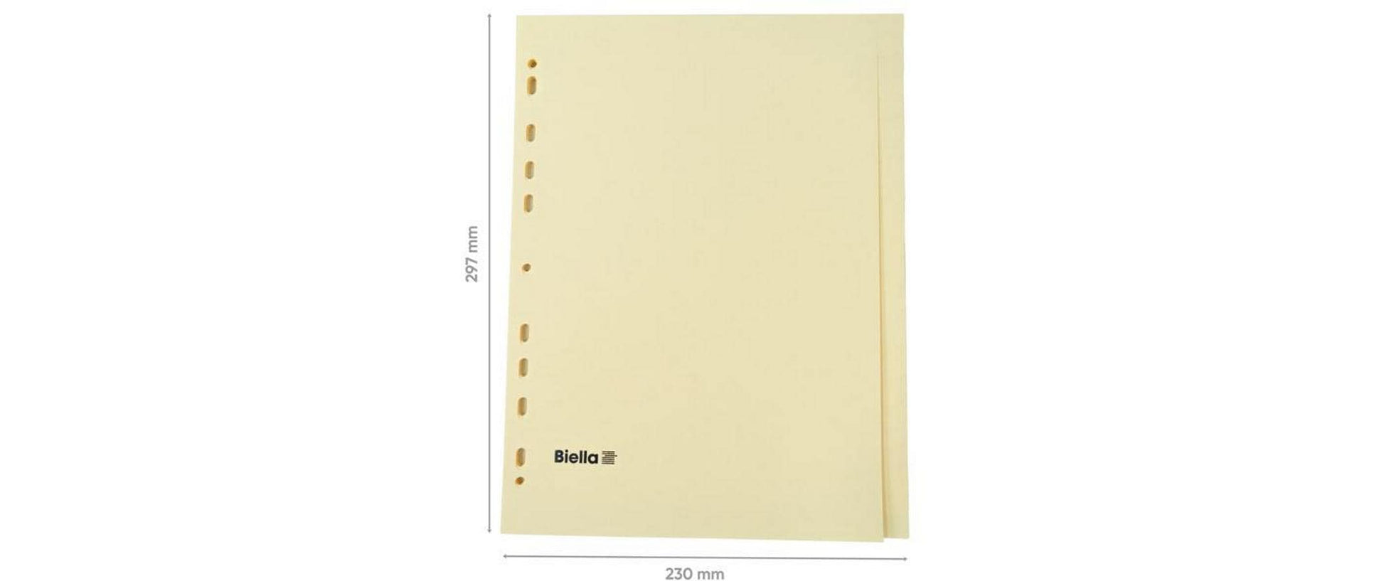 Biella Register – A4, 24-teilig, Papier, gelb, unbedruckt, 11-fach gelocht