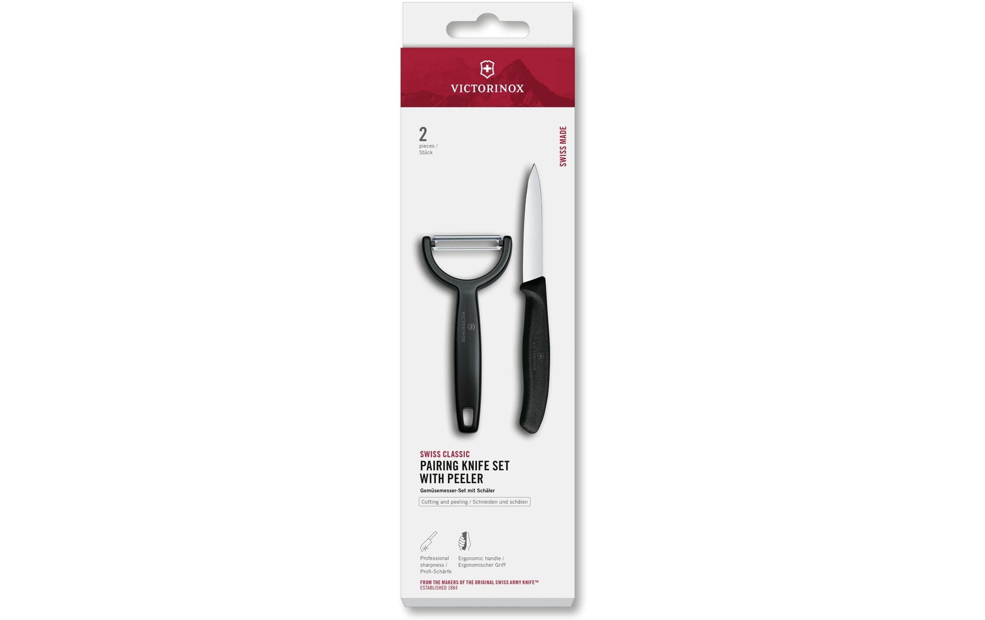 Victorinox 2-teiliges Messerset, Klingen aus Edelstahl, Klingenlänge 8 cm, PP-Griff, Schwarz