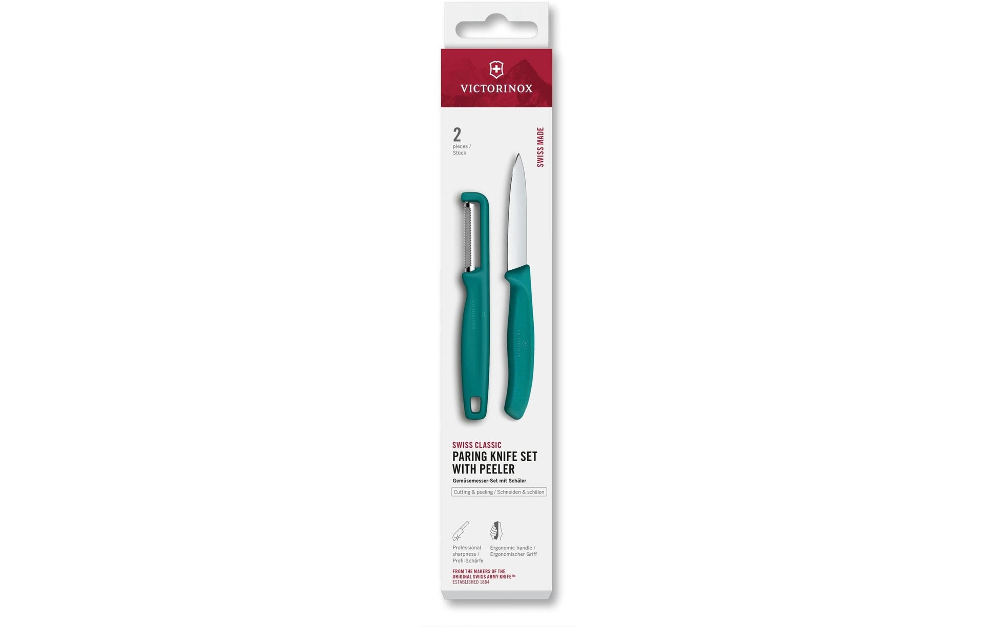 Victorinox 2-teiliges Messerset, 8 cm Klingen, Edelstahl/Polypropylen (PP), Grün