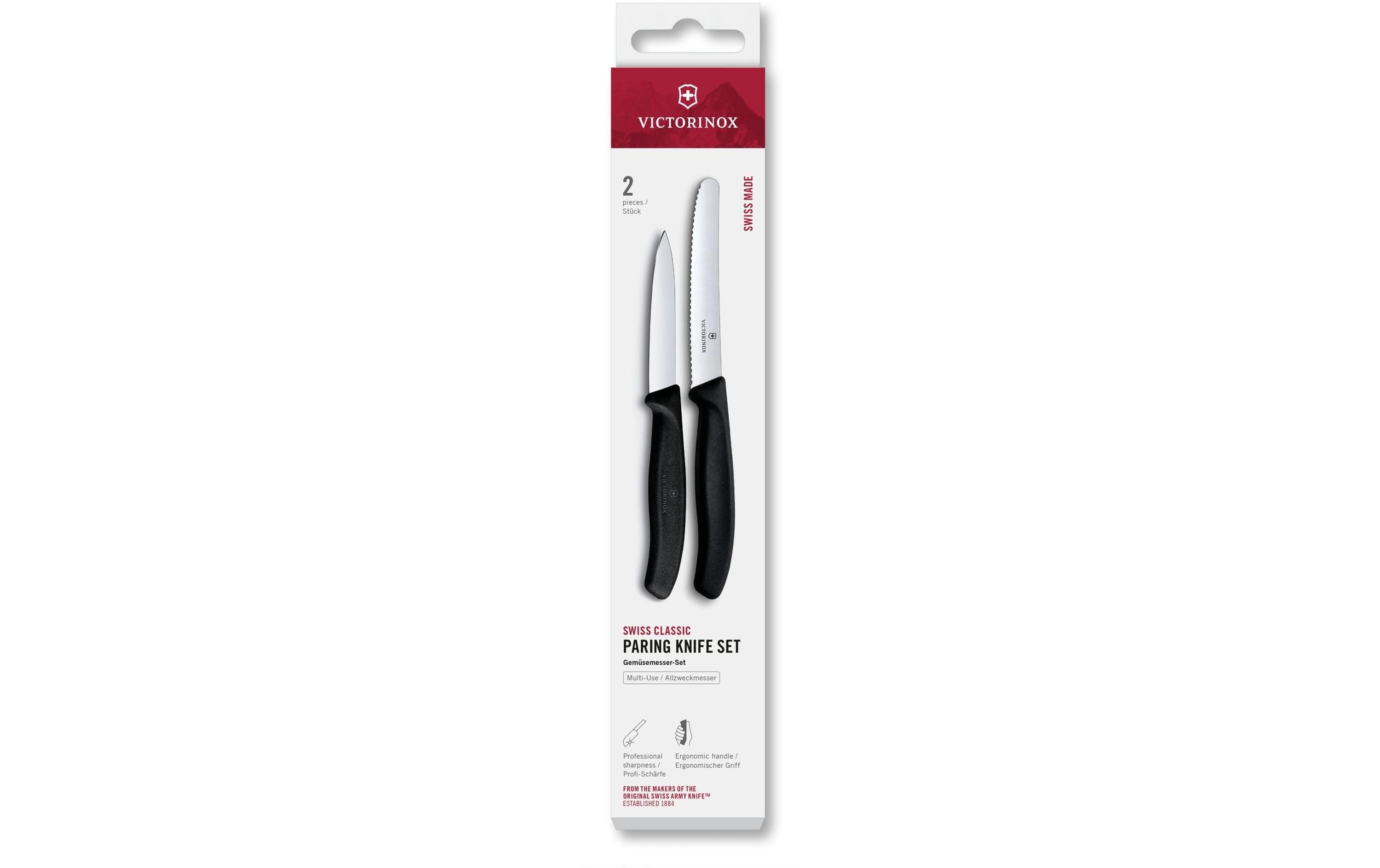 Victorinox 2-teiliges Messerset, Edelstahlklingen, Griff aus Polypropylen (PP), Schwarz