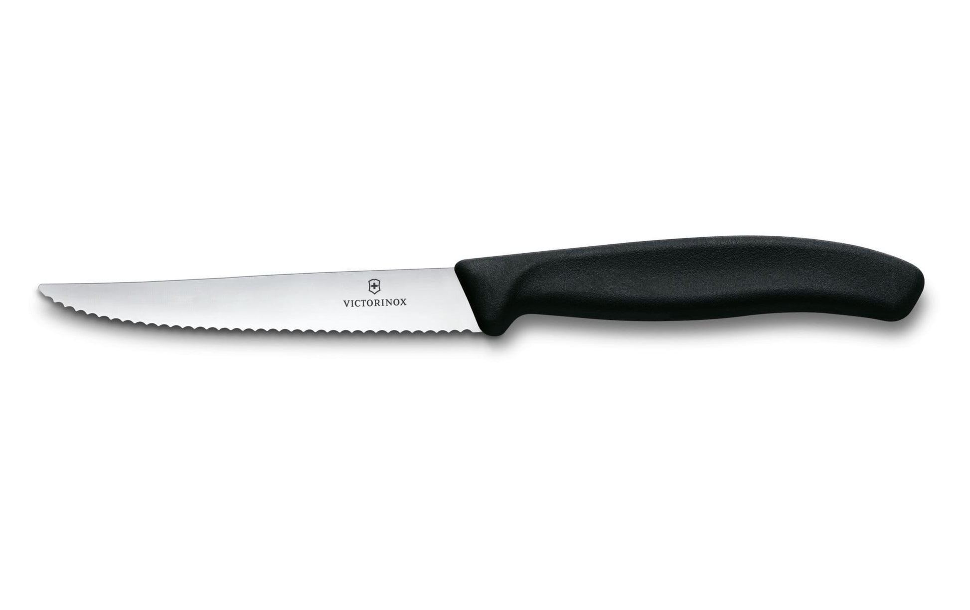 Victorinox Steak-/Pizzamesser – 11 cm, Wellenschliff, Edelstahl, Griff Polypropylen, Schwarz, spülmaschinenfest