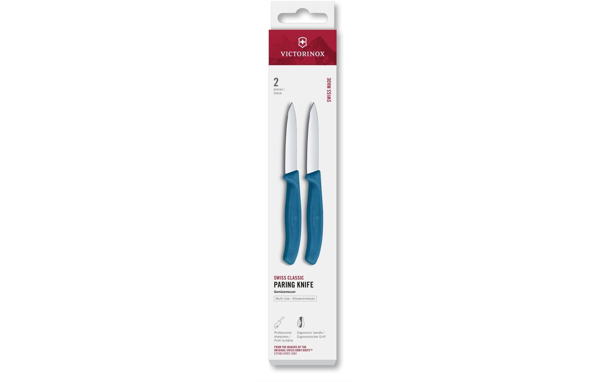 Victorinox Gemüsemesser 8 cm, Edelstahl, Griff Polypropylen (PP), Blau, 2-teilig