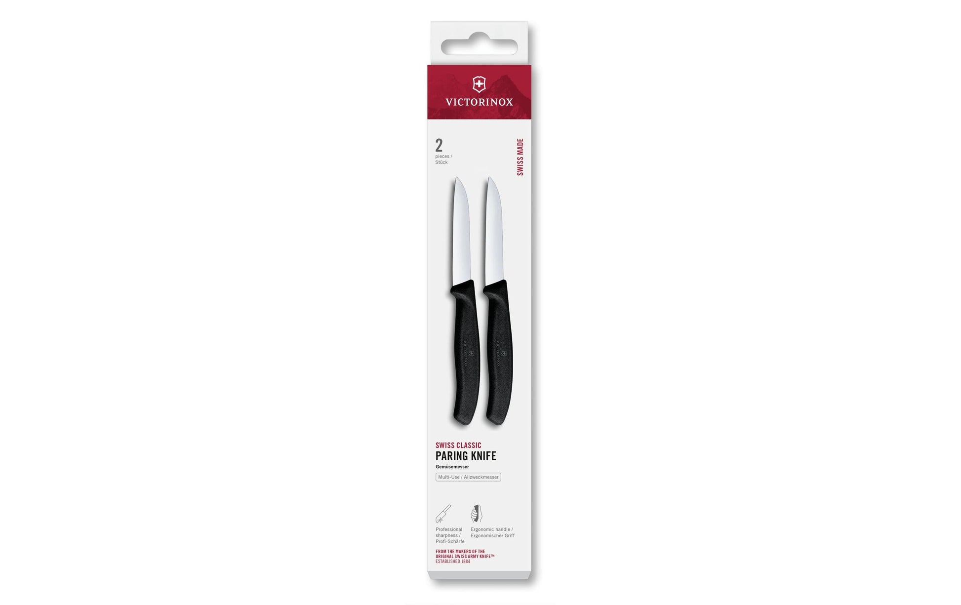Victorinox Gemüsemesser 8 cm, Edelstahlklinge, Griff Polypropylen, Schwarz, 2-teilig