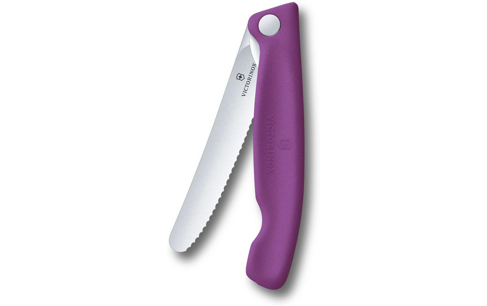 Victorinox Klassisches Klappmesser – 11 cm, Wellenschliff, Edelstahl, Griff Polypropylen, Violett